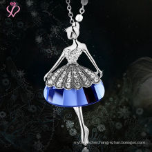 Wholesale Fashion Woman Lead Free Cheap Pendant Necklace, Zircon Doll 925 Sterling Silver Jewelry Pendant Necklace